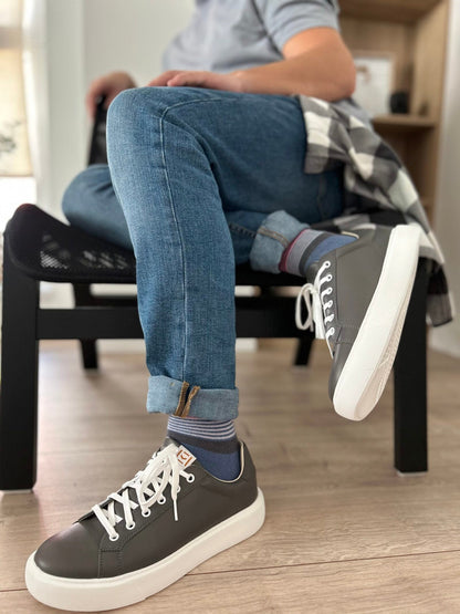 Elevate Graphite — sneakers premium din piele, Enzo Margi