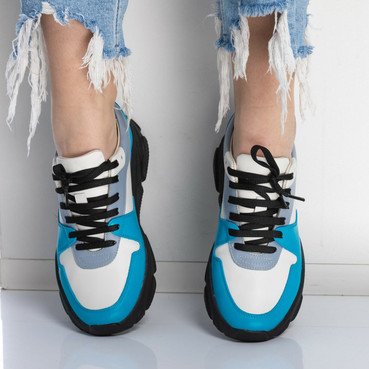 Pantofi Damă Duo Aqua Marine — poza 10, sneakers comozi din piele de vitel, fabricat in Romania — Enzo Margi