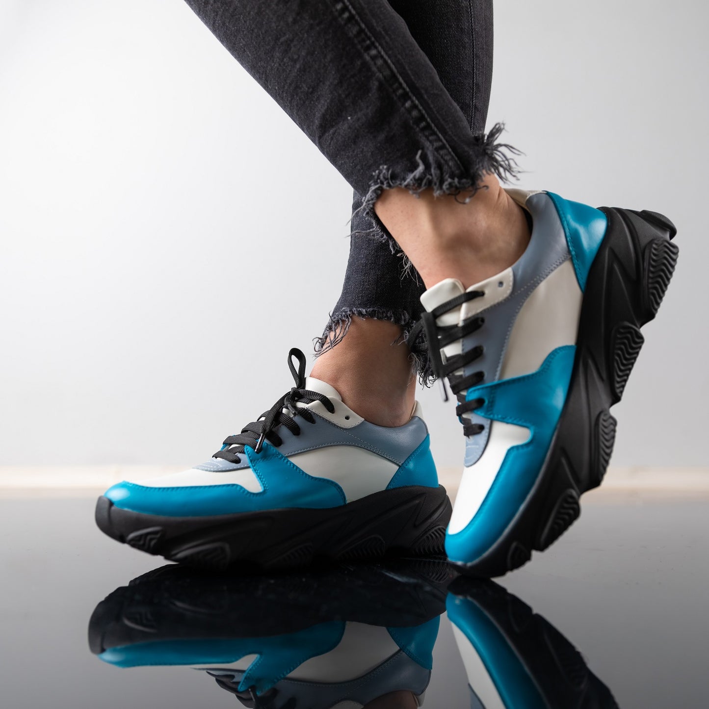 Pantofi Damă Duo Aqua Marine — poza 9, sneakers comozi din piele de vitel, fabricat in Romania — Enzo Margi