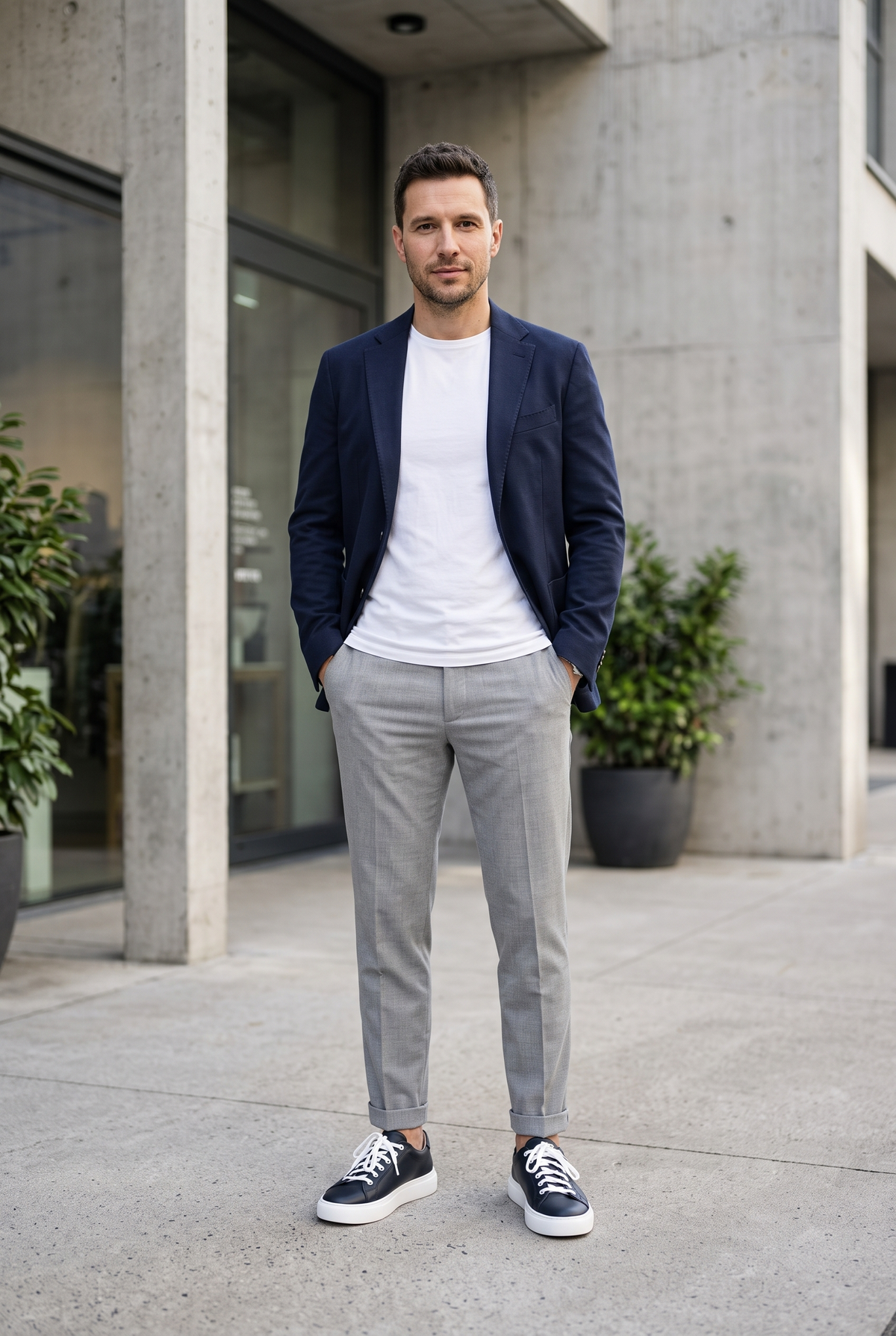Elevate Navy — sneakers premium din piele, Enzo Margi