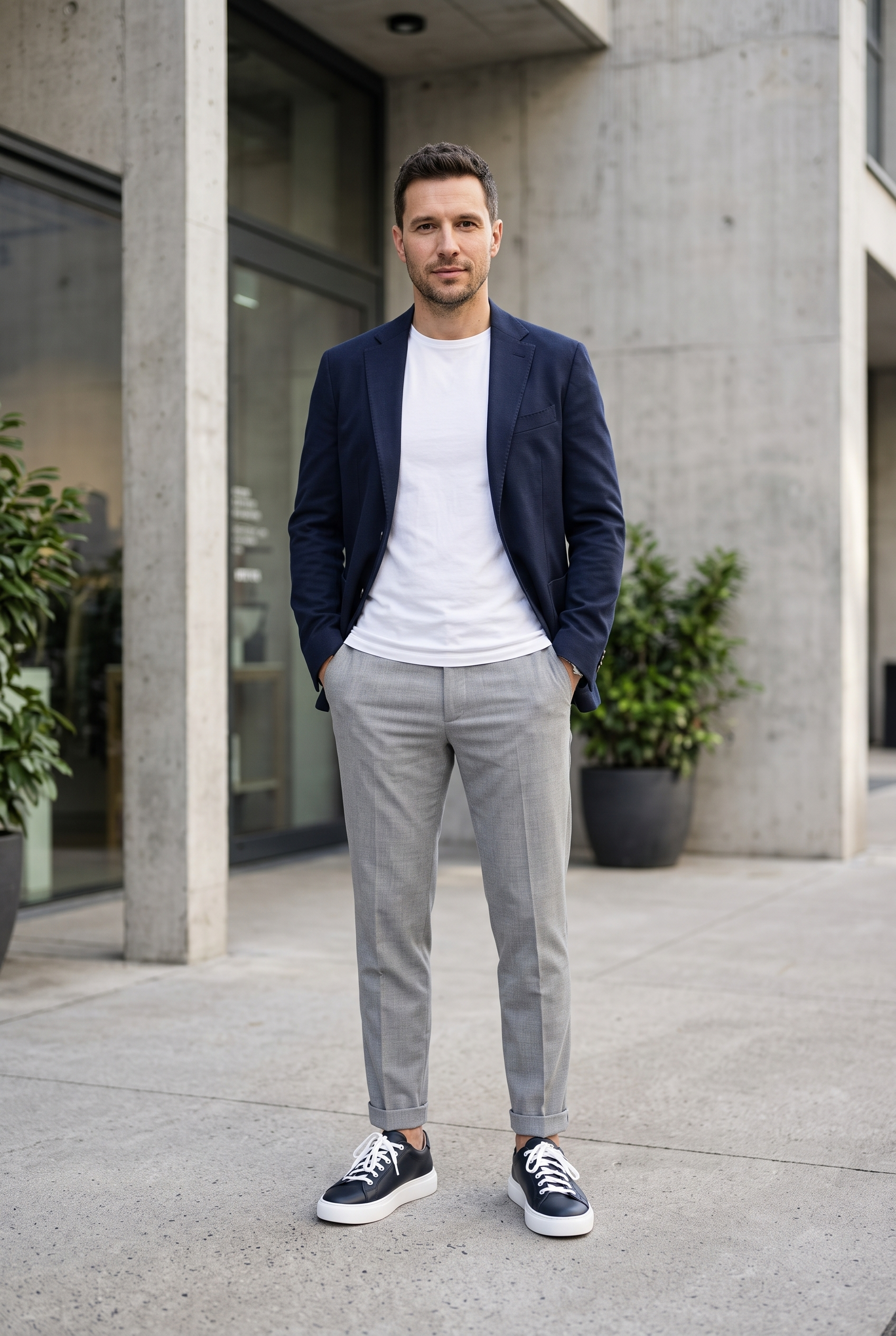 Elevate Navy — sneakers premium din piele, Enzo Margi
