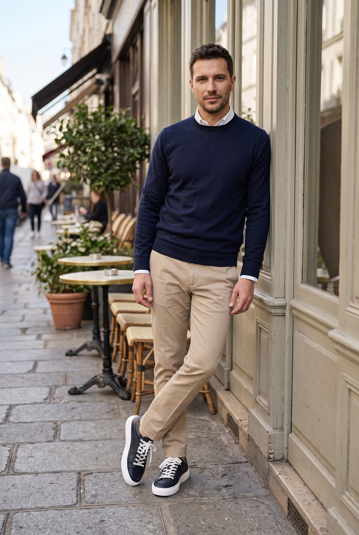 Elevate Navy — sneakers premium din piele, Enzo Margi