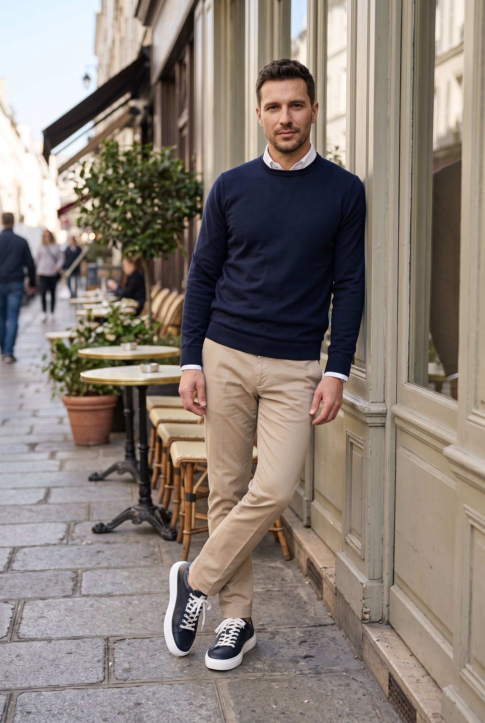 Elevate Navy — sneakers premium din piele, Enzo Margi