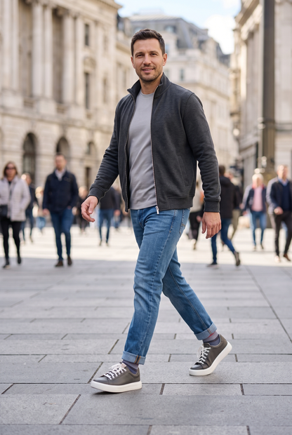Elevate Graphite — sneakers premium din piele, Enzo Margi