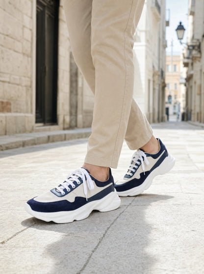 Pantofi Sport Bărbați Navy Pure Blue — ținută lifestyle, pantofi bărbați din piele naturală, Enzo Margi